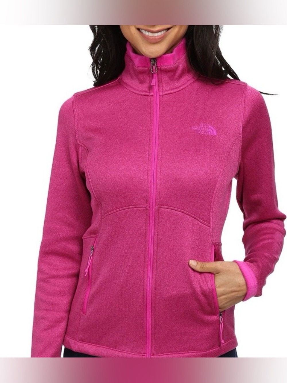 The North Face Agave Jacket Pink Heather Full Zip Fleece Sweater Knit Women’s M